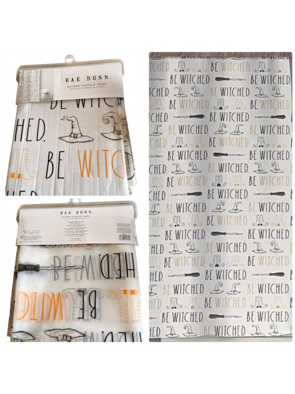 Rae Dunn Halloween Be Witched Shower Curtain Liner 72 X 72